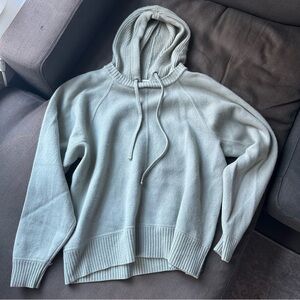 Club Monaco Sage Green Double Weight Cashmere Blend Hoodie Sweater, Medium